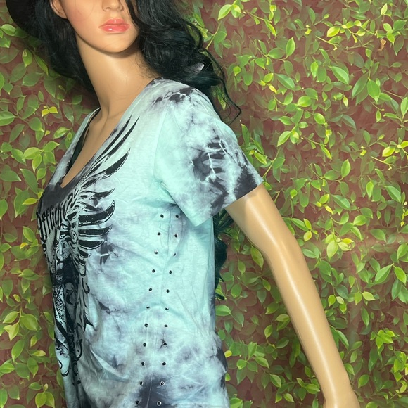 Affliction Green Graphic Tee shirt - Picture 2 of 13